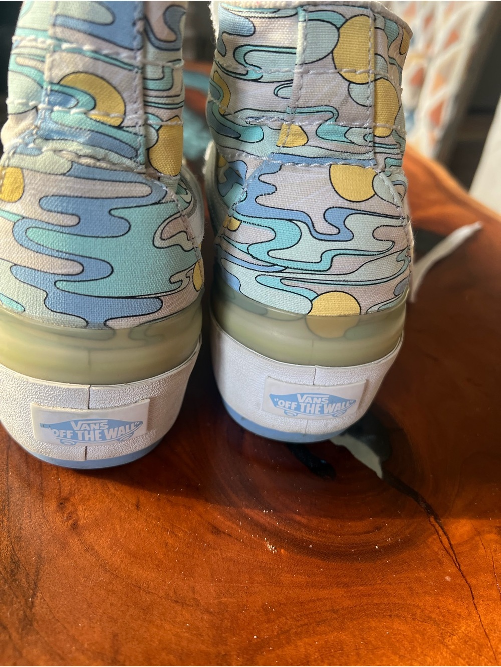 Vans High Top Sneakers in Light Blue, Yellow, White - Picture 2 of 6